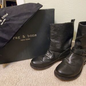 rag & bone Black Leather Combat Boots